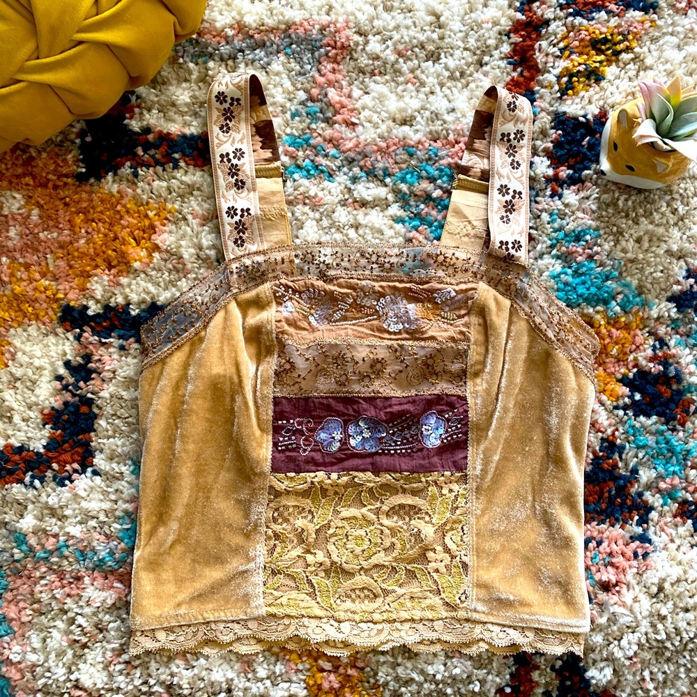 Free People Embellished Crop Cami XS